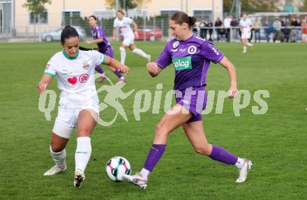 Fussball. Frauen.  2. Bundesliga. SK Austria Klagenfurt gegen Rapid Wien. Magdalena Moser (Klagenfurt),  Victoria Leitner  (Rapid Wien).  Klagenfurt, 19.10.2025.
Foto: Kuess
www.qspictures.net
---
pressefotos, pressefotografie, kuess, qs, qspictures, sport, bild, bilder, bilddatenbank