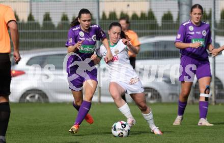 Fussball. Frauen.  2. Bundesliga. SK Austria Klagenfurt gegen Rapid Wien. Laura Therese Kert (Klagenfurt),   Jasmin Koenig  (Rapid Wien).  Klagenfurt, 19.10.2025.
Foto: Kuess
www.qspictures.net
---
pressefotos, pressefotografie, kuess, qs, qspictures, sport, bild, bilder, bilddatenbank