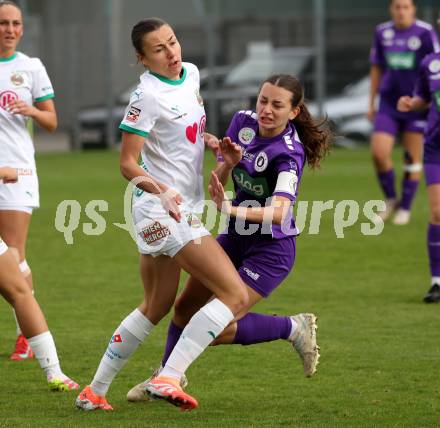 Fussball. Frauen.  2. Bundesliga. SK Austria Klagenfurt gegen Rapid Wien. Antonia Monika Kogler  (Klagenfurt), Lisa Rammel (Rapid Wien).  Klagenfurt, 19.10.2025.
Foto: Kuess
www.qspictures.net
---
pressefotos, pressefotografie, kuess, qs, qspictures, sport, bild, bilder, bilddatenbank