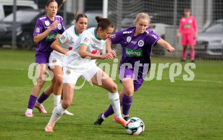 Fussball. Frauen.  2. Bundesliga. SK Austria Klagenfurt gegen Rapid Wien. Ashley Stewart  (Klagenfurt),  Lisa Rammel   (Rapid Wien).  Klagenfurt, 19.10.2025.
Foto: Kuess
www.qspictures.net
---
pressefotos, pressefotografie, kuess, qs, qspictures, sport, bild, bilder, bilddatenbank