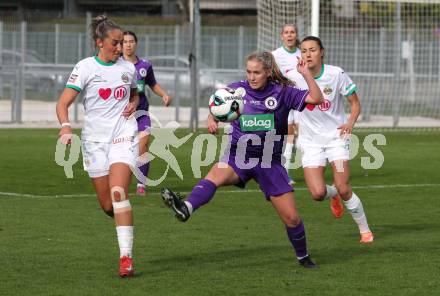 Fussball. Frauen.  2. Bundesliga. SK Austria Klagenfurt gegen Rapid Wien.  Ashley Anne Stewart  (Klagenfurt),  Aldijana Masinovic  (Rapid Wien).  Klagenfurt, 19.10.2025.
Foto: Kuess
www.qspictures.net
---
pressefotos, pressefotografie, kuess, qs, qspictures, sport, bild, bilder, bilddatenbank