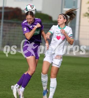 Fussball. Frauen.  2. Bundesliga. SK Austria Klagenfurt gegen Rapid Wien. Magdalena Moser  (Klagenfurt), Sandrina Haupt  (Rapid Wien).  Klagenfurt, 19.10.2025.
Foto: Kuess
www.qspictures.net
---
pressefotos, pressefotografie, kuess, qs, qspictures, sport, bild, bilder, bilddatenbank