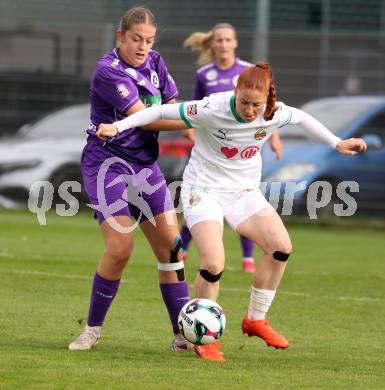 Fussball. Frauen.  2. Bundesliga. SK Austria Klagenfurt gegen Rapid Wien.  Alina-Marie Vaschauner  (Klagenfurt), Vanessa Rauter  (Rapid Wien).  Klagenfurt, 19.10.2025.
Foto: Kuess
www.qspictures.net
---
pressefotos, pressefotografie, kuess, qs, qspictures, sport, bild, bilder, bilddatenbank