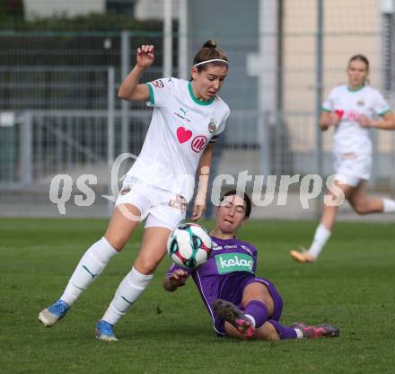 Fussball. Frauen.  2. Bundesliga. SK Austria Klagenfurt gegen Rapid Wien. Celine Arthofer  (Klagenfurt), Sandrina Haupt  (Rapid Wien).  Klagenfurt, 19.10.2025.
Foto: Kuess
www.qspictures.net
---
pressefotos, pressefotografie, kuess, qs, qspictures, sport, bild, bilder, bilddatenbank