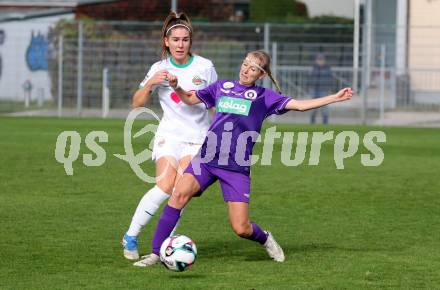 Fussball. Frauen.  2. Bundesliga. SK Austria Klagenfurt gegen Rapid Wien. Franziska Markof (Klagenfurt),  Sandrina Haupt  (Rapid Wien).  Klagenfurt, 19.10.2025.
Foto: Kuess
www.qspictures.net
---
pressefotos, pressefotografie, kuess, qs, qspictures, sport, bild, bilder, bilddatenbank