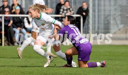 Fussball. Frauen.  2. Bundesliga. SK Austria Klagenfurt gegen Rapid Wien.  Celine Arthofer (Klagenfurt), Birgit Muck    (Rapid Wien).  Klagenfurt, 19.10.2025.
Foto: Kuess
www.qspictures.net
---
pressefotos, pressefotografie, kuess, qs, qspictures, sport, bild, bilder, bilddatenbank