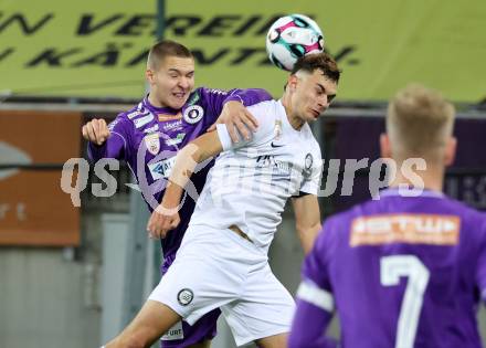 Fussball 2. Liga. SK Austria Klagenfurt gegen SK Sturm Graz II.  Bartol Barisic  (Klagenfurt),  Sebastian Pirker  (Graz).  Klagenfurt, 24.10..2025.
Foto: Kuess
www.qspictures.net
---
pressefotos, pressefotografie, kuess, qs, qspictures, sport, bild, bilder, bilddatenbank