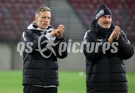 Fussball 2. Liga. SK Austria Klagenfurt gegen SK Sturm Graz II.   Trainer Rolf Landerl, Co-Trainer Guido Frank  (Klagenfurt),    Klagenfurt, 24.10..2025.
Foto: Kuess
www.qspictures.net
---
pressefotos, pressefotografie, kuess, qs, qspictures, sport, bild, bilder, bilddatenbank