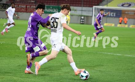Fussball 2. Liga. SK Austria Klagenfurt gegen SK Sturm Graz II. Almir Oda   (Klagenfurt), Luca Weinhandl   (Graz).  Klagenfurt, 24.10..2025.
Foto: Kuess
www.qspictures.net
---
pressefotos, pressefotografie, kuess, qs, qspictures, sport, bild, bilder, bilddatenbank