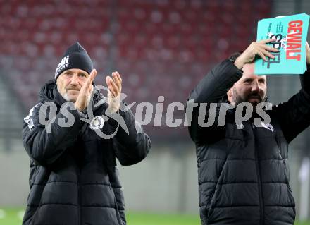 Fussball 2. Liga. SK Austria Klagenfurt gegen SK Sturm Graz II. Gewalt ist kein Spiel. Co-Trainer Guido Frank, Sandro Zakany.   (Klagenfurt).  Klagenfurt, 24.10..2025.
Foto: Kuess
www.qspictures.net
---
pressefotos, pressefotografie, kuess, qs, qspictures, sport, bild, bilder, bilddatenbank