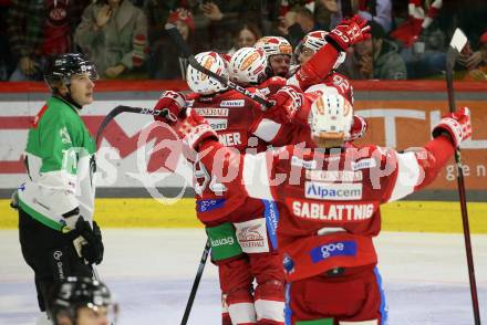 Eishockey ICE Bundesliga. KAC gegen Olimpija Ljubljana.  Torjubel David Waschnig,  (KAC),    Klagenfurt, am 26.10.2025
Foto: Kuess
---
pressefotos, pressefotografie, kuess, qs, qspictures, sport, bild, bilder, bilddatenbank