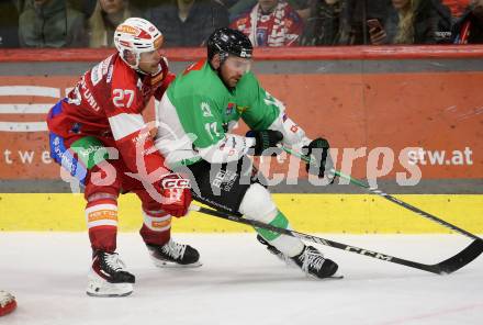 Eishockey ICE Bundesliga.  Winn2day ICE Hockey League. KAC gegen Olympia Ljubljana. Thomas Hundertpfund   (KAC), Marly Quince   (Ljubljana). Klagenfurt, am 26.10.2025.
Foto: Kuess
www.qspictures.net
---
pressefotos, pressefotografie, kuess, qs, qspictures, sport, bild, bilder, bilddatenbank