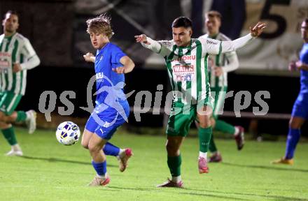 Fussball. Kaerntner Liga. Donau gegen Bleiburg.  Damjan Jovanovic (Donau),  Nejc Steharnik (Bleiburg).  Klagenfurt, am 31.10.2025.
Foto: Kuess
www.qspictures.net
---
pressefotos, pressefotografie, kuess, qs, qspictures, sport, bild, bilder, bilddatenbank