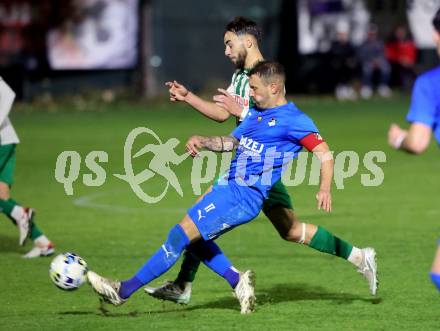 Fussball. Kaerntner Liga. Donau gegen Bleiburg. Melvin Osmic (Donau),  Patrick Paul Oswaldi  (Bleiburg).  Klagenfurt, am 31.10.2025.
Foto: Kuess
www.qspictures.net
---
pressefotos, pressefotografie, kuess, qs, qspictures, sport, bild, bilder, bilddatenbank