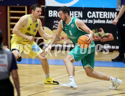 Basketball 2. Liga 2025/2026. Grunddurchgang 5. Runde.  Woerthersee Piraten gegen KOS Celovec.  Jan-Arne Apschner (Piraten),   Veljko Dena (KOS). Klagenfurt, am 1.11.2025.
Foto: Kuess
---
pressefotos, pressefotografie, kuess, qs, qspictures, sport, bild, bilder, bilddatenbank