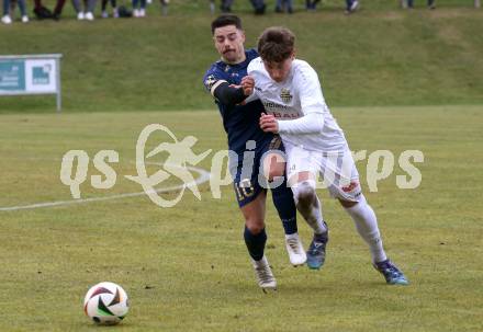 Fussball. Kaerntner Liga. Koettmannsdorf gegen Grafenstein. Sebastian Salbrechter (Koettmannsdorf),  Fabio Sebastian Miklautz  (Grafenstein).  Klagenfurt, am 8.11.2025.
Foto: Kuess
www.qspictures.net
---
pressefotos, pressefotografie, kuess, qs, qspictures, sport, bild, bilder, bilddatenbank