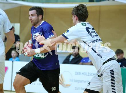 Handball Bundesliga. HLA. SC Ferlach gegen Voeslau.  Blaz Nosan  (SCF), Moritz Doblhoff-deir  (Voeslau).  Ferlach, am 8.11.2025.
Foto: Kuess
www.qspictures.net
---
pressefotos, pressefotografie, kuess, qs, qspictures, sport, bild, bilder, bilddatenbank
