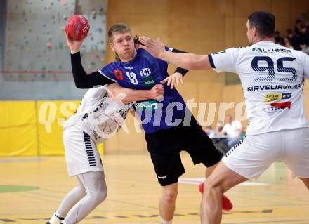 Handball Bundesliga. HLA. SC Ferlach gegen Voeslau. David Gysin  (SCF), Romas Kirveliavicius  (Voeslau).  Ferlach, am 8.11.2025.
Foto: Kuess
www.qspictures.net
---
pressefotos, pressefotografie, kuess, qs, qspictures, sport, bild, bilder, bilddatenbank