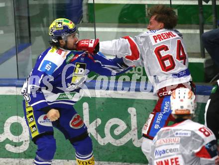 Eishockey ICE Bundesliga.  Winn2day ICE Hockey League. VSV gegen KAC.  Maximilian Rebernig  (VSV),  Maximilian Preiml  (KAC). Villach am 14.11.2025.
Foto: Kuess
www.qspictures.net
---
pressefotos, pressefotografie, kuess, qs, qspictures, sport, bild, bilder, bilddatenbank