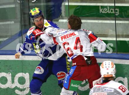 Eishockey ICE Bundesliga.  Winn2day ICE Hockey League. VSV gegen KAC.  Maximilian Rebernig  (VSV),  Maximilian Preiml  (KAC). Villach am 14.11.2025.
Foto: Kuess
www.qspictures.net
---
pressefotos, pressefotografie, kuess, qs, qspictures, sport, bild, bilder, bilddatenbank