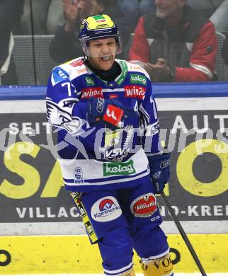 Eishockey ICE Bundesliga.  Winn2day ICE Hockey League. VSV gegen KAC.  Torjubel John Hughes  (VSV). Villach am 14.11.2025.
Foto: Kuess
www.qspictures.net
---
pressefotos, pressefotografie, kuess, qs, qspictures, sport, bild, bilder, bilddatenbank
