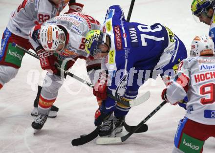 Eishockey ICE Bundesliga.  Winn2day ICE Hockey League. VSV gegen KAC. Felix Maxa  (VSV),  Daniel Obersteiner  (KAC). Villach am 14.11.2025.
Foto: Kuess
www.qspictures.net
---
pressefotos, pressefotografie, kuess, qs, qspictures, sport, bild, bilder, bilddatenbank