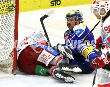 Eishockey ICE Bundesliga.  Winn2day ICE Hockey League. VSV gegen KAC.  Adam Helewka (VSV), Jordan Murray (KAC). Villach am 14.11.2025.
Foto: Kuess
www.qspictures.net
---
pressefotos, pressefotografie, kuess, qs, qspictures, sport, bild, bilder, bilddatenbank