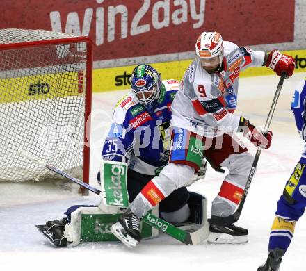 Eishockey ICE Bundesliga.  Winn2day ICE Hockey League. VSV gegen KAC. Joe Cannata   (VSV),  Jan Mursak  (KAC). Villach am 14.11.2025.
Foto: Kuess
www.qspictures.net
---
pressefotos, pressefotografie, kuess, qs, qspictures, sport, bild, bilder, bilddatenbank