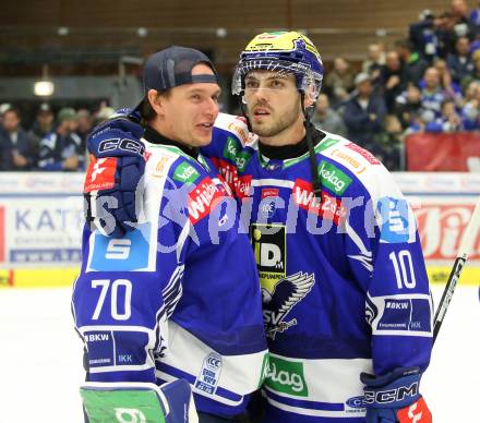 Eishockey ICE Bundesliga.  Winn2day ICE Hockey League. VSV gegen KAC.  Lukas Moser, Thomas Vallant  (VSV). Villach am 14.11.2025.
Foto: Kuess
www.qspictures.net
---
pressefotos, pressefotografie, kuess, qs, qspictures, sport, bild, bilder, bilddatenbank
