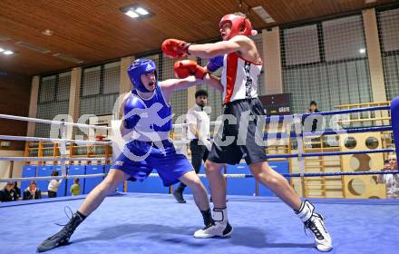 Boxen Kaerntner Meisterschaft. Christian Ranninger (AUT) (rot), Petja Tonkli (SLO) . Klagenfurt, 15.11.2025.
Foto: Kuess
www.qspictures.net
---
pressefotos, pressefotografie, kuess, qs, qspictures, sport, bild, bilder, bilddatenbank