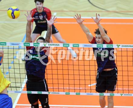 Volleyball Bundesliga. AVL. Austrian Volleyball League.   Aich/Dob gegen VBK Kelag Woerther-See-Loewen Klagenfurt.  Leonardo Plaza Gandini, Jonas Emanuel Holzinger  (VBK Klagenfurt). Bleiburg, am 15.11.2025.
Foto: Kuess
www.qspictures.net
---
pressefotos, pressefotografie, kuess, qs, qspictures, sport, bild, bilder, bilddatenbank