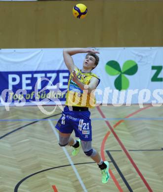 Volleyball Bundesliga. AVL. Austrian Volleyball League.   Aich/Dob gegen VBK Kelag Woerther-See-Loewen Klagenfurt. Tobias Marian Reinstadler  (Aich/Dob). Bleiburg, am 15.11.2025.
Foto: Kuess
www.qspictures.net
---
pressefotos, pressefotografie, kuess, qs, qspictures, sport, bild, bilder, bilddatenbank