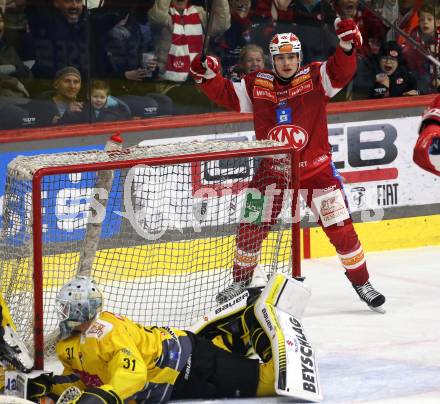 Eishockey ICE Bundesliga.  Winn2day ICE Hockey League. KAC gegen Vienna Capitals.  Torjubel Finn Van Ee  (KAC). Klagenfurt am 21.11.2025.
Foto: Kuess
www.qspictures.net
---
pressefotos, pressefotografie, kuess, qs, qspictures, sport, bild, bilder, bilddatenbank