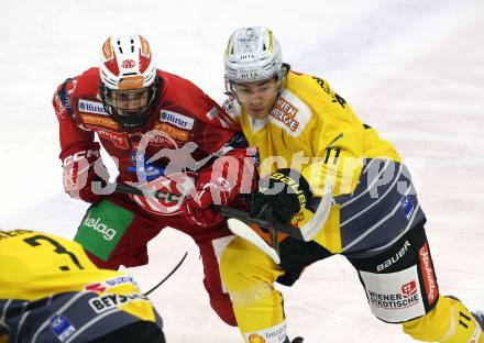 Eishockey ICE Bundesliga.  Winn2day ICE Hockey League. KAC gegen Vienna Capitals.  Johannes Dobrovolny  (KAC),      Lukas Zach-Kiesling (Vienna Capitals). Klagenfurt am 21.11.2025.
Foto: Kuess
www.qspictures.net
---
pressefotos, pressefotografie, kuess, qs, qspictures, sport, bild, bilder, bilddatenbank