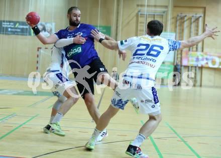 Handball Bundesliga. HLA. SC Ferlach gegen Linz. Patrik Leban (SCF), Lucijan Fizuleto (Linz).  Ferlach, am 22.11.2025.
Foto: Kuess
www.qspictures.net
---
pressefotos, pressefotografie, kuess, qs, qspictures, sport, bild, bilder, bilddatenbank