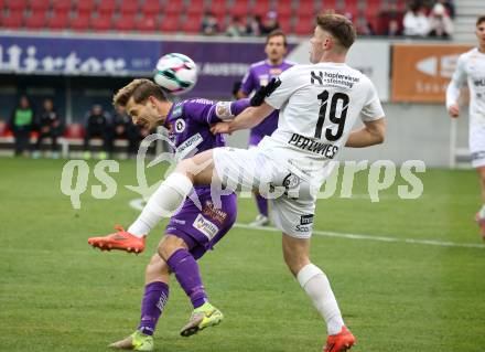 Fussball 2. Liga. SK Austria Klagenfurt gegen Amstetten. Marc Andre Schmerboeck   (Klagenfurt), Niklas Pertlwieser  (Amstetten).  Klagenfurt, 22.11..2025.
Foto: Kuess
www.qspictures.net
---
pressefotos, pressefotografie, kuess, qs, qspictures, sport, bild, bilder, bilddatenbank