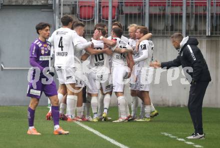 Fussball 2. Liga. SK Austria Klagenfurt gegen Amstetten.    Torjubel  (Amstetten).  Klagenfurt, 22.11..2025.
Foto: Kuess
www.qspictures.net
---
pressefotos, pressefotografie, kuess, qs, qspictures, sport, bild, bilder, bilddatenbank