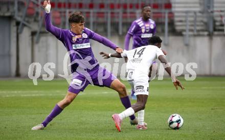 Fussball 2. Liga. SK Austria Klagenfurt gegen Amstetten.  Mario Matkovic  (Klagenfurt), Alieu Conateh  (Amstetten).  Klagenfurt, 22.11..2025.
Foto: Kuess
www.qspictures.net
---
pressefotos, pressefotografie, kuess, qs, qspictures, sport, bild, bilder, bilddatenbank