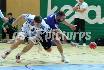 Handball Bundesliga. HLA. SC Ferlach gegen Linz. Patrik Leban  (SCF), Lucijan Fizuleto  (Linz).  Ferlach, am 22.11.2025.
Foto: Kuess
www.qspictures.net
---
pressefotos, pressefotografie, kuess, qs, qspictures, sport, bild, bilder, bilddatenbank