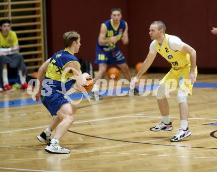 Basketball Austria CUP 2025/26 AF. Woerthersee Piraten gegen UBSC Graz. Tim Huber  (Piraten),  Zach Laput (Graz). Klagenfurt, am 22.11.2025.
Foto: Kuess
---
pressefotos, pressefotografie, kuess, qs, qspictures, sport, bild, bilder, bilddatenbank