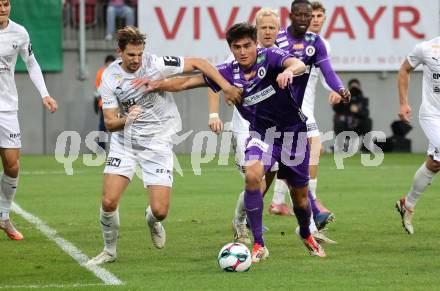 Fussball 2. Liga. SK Austria Klagenfurt gegen Amstetten.  Aidan Liu  (Klagenfurt), Sebastian Wimmer  (Amstetten).  Klagenfurt, 22.11..2025.
Foto: Kuess
www.qspictures.net
---
pressefotos, pressefotografie, kuess, qs, qspictures, sport, bild, bilder, bilddatenbank