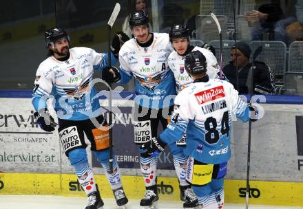 Eishockey ICE Bundesliga.  Winn2day ICE Hockey League. VSV gegen Black Wings Linz.    Torjubel   (Linz). Villach am 28.11.2025.
Foto: Kuess
www.qspictures.net
---
pressefotos, pressefotografie, kuess, qs, qspictures, sport, bild, bilder, bilddatenbank