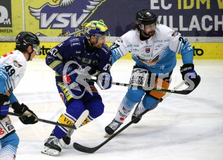 Eishockey ICE Bundesliga.  Winn2day ICE Hockey League. VSV gegen Black Wings Linz.  Alex Wall  (VSV),  Shawn St-Amant  (Linz). Villach am 28.11.2025.
Foto: Kuess
www.qspictures.net
---
pressefotos, pressefotografie, kuess, qs, qspictures, sport, bild, bilder, bilddatenbank