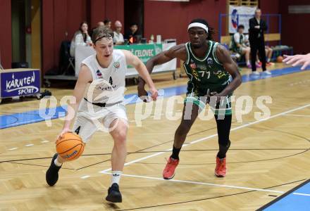 Basketball 2. Liga 2025/2026. Grunddurchgang 8. Runde.  KOS gegen Dornbirn Lions. Samuel Seher  (KOS),  Aristote Bissokot (Dornbirn). Klagenfurt, am 29.11.2025.
Foto: Kuess
---
pressefotos, pressefotografie, kuess, qs, qspictures, sport, bild, bilder, bilddatenbank