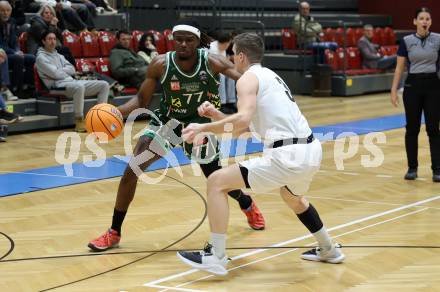 Basketball 2. Liga 2025/2026. Grunddurchgang 8. Runde.  KOS gegen Dornbirn Lions.  Jernej Andolsek Heine  (KOS), Aristote Bissokot  (Dornbirn). Klagenfurt, am 29.11.2025.
Foto: Kuess
---
pressefotos, pressefotografie, kuess, qs, qspictures, sport, bild, bilder, bilddatenbank