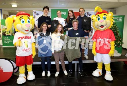 Kaernten Sport. Sportlermeeting. Hinten von links: Heimo Fugger (Radsport), Hannah Ladinig (Leichtathletik), Johanna Martini (Radsport), Luca Rauchenwald (Wasserschi). Vorne von links: Katharina Karpf (Reiten), Julia Sciancalepore (Dressurreiten),  Arno Arthofer.  Klagenfurt, am 1.12.2025.
Foto: Kuess
www.qspictures.net
---
pressefotos, pressefotografie, kuess, qs, qspictures, sport, bild, bilder, bilddatenbank