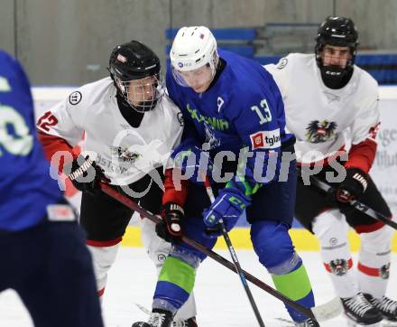 Eishockey. Laenderspiel U20 Oesterreich gegen Slowenien.  Lennart Leitner (AUT).  Ferlach, am 3.12.2025.
Foto: Kuess
www.qspictures.net
---
pressefotos, pressefotografie, kuess, qs, qspictures, sport, bild, bilder, bilddatenbank
