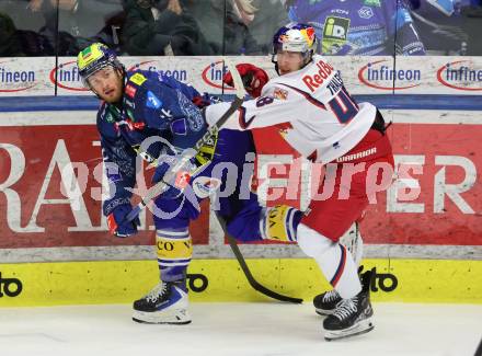 Eishockey ICE Bundesliga.  Winn2day ICE Hockey League. VSV gegen EC Red Bull Salzburg.  Kevin Hancock  (VSV), Lukas Thaler   (RBS). Villach am 12.12.2025.
Foto: Kuess
www.qspictures.net
---
pressefotos, pressefotografie, kuess, qs, qspictures, sport, bild, bilder, bilddatenbank