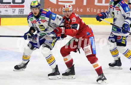 Eishockey ICE Bundesliga.  Winn2day ICE Hockey League. KAC gegen VSV. David Waschnig  (KAC),  Dylan Macpherson  (VSV). Klagenfurt, am 27.12.2025.
Foto: Kuess
www.qspictures.net
---
pressefotos, pressefotografie, kuess, qs, qspictures, sport, bild, bilder, bilddatenbank