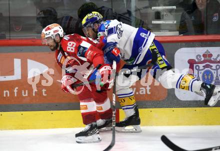 Eishockey ICE Bundesliga.  Winn2day ICE Hockey League. KAC gegen VSV. Raphael Herburger  (KAC),  Thomas Vallant  (VSV). Klagenfurt, am 27.12.2025.
Foto: Kuess
www.qspictures.net
---
pressefotos, pressefotografie, kuess, qs, qspictures, sport, bild, bilder, bilddatenbank